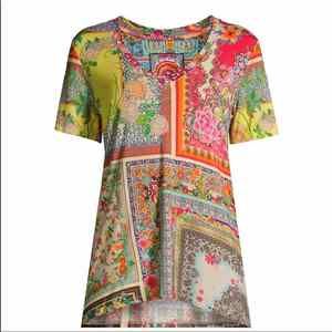 Johnny Was “Calloway” Multicolor Patchwork soft bamboo Tee. Gorgeous design!